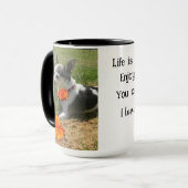 Mug Chihuahua noir blanc avec inspiration Rose orange (Devant gauche)