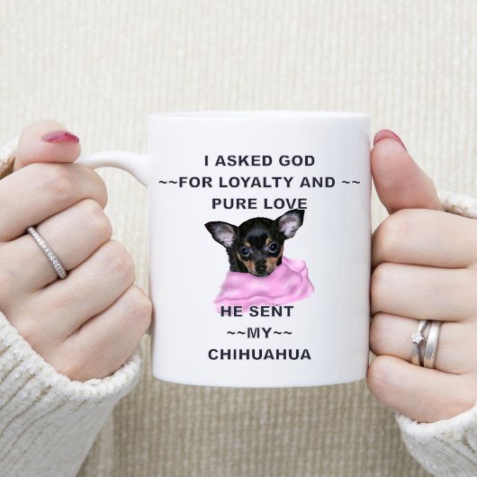 Mug Chihuahua noir et feu brodé