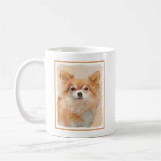 Mug Chihuahua Peinture de Chien à long Haired Art orig (Gauche)