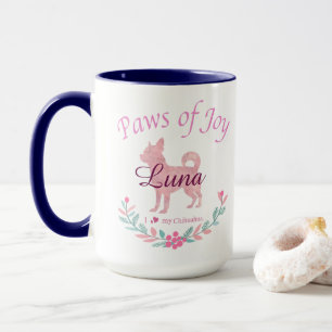 Mug Chihuahua Rose Pâle Moderne de Noël Personnalisé