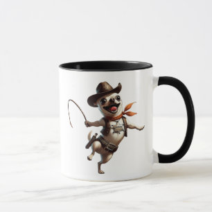 Mug Chihuahua shérif du Far West avec son lasso.