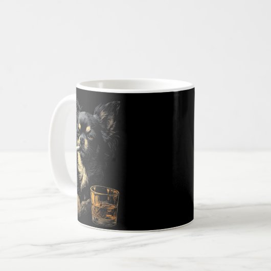 Mug Chihuahua Smoking Cigarette Whisky Lover Funny Dog (Devant gauche)