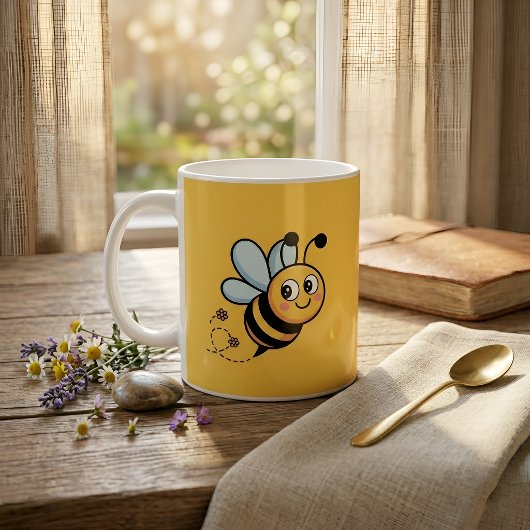 Mug Child-Friendly Bee Mascot with Dotted Trail