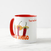 Mug Chili Peppers Hola Amigo Funny personnalisable (Devant gauche)