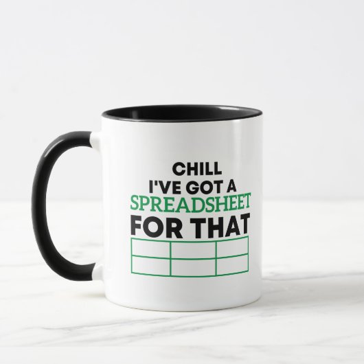 Mug Chill J'ai une feuille de calcul pour ces feuilles (Gauche)