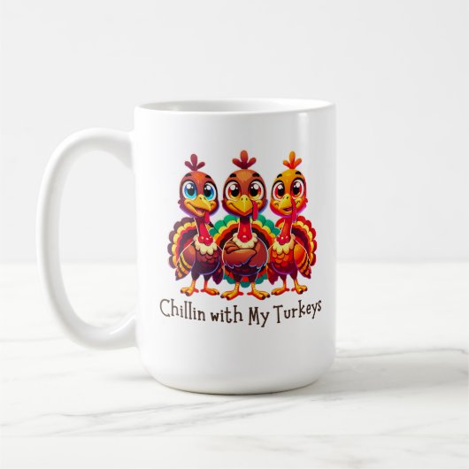 Mug Chillin avec mes clés Thanksgiving Amusant (Gauche)