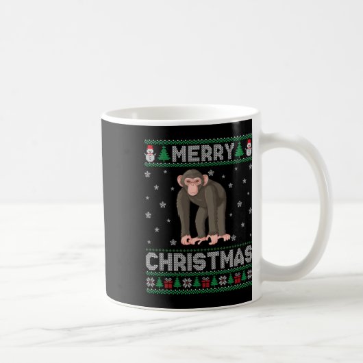 Mug Chimpanzé Animal Hommes Femmes Enfants Vilain Noël (Droite)