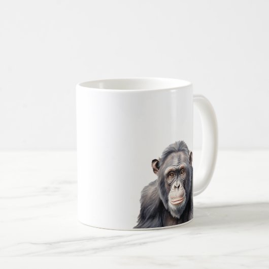 Mug Chimpanzé aquarelle peinture de singe (Devant droit)