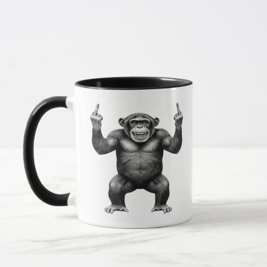 Mug Chimpanzé Double Doigt D'honneur (Gauche)