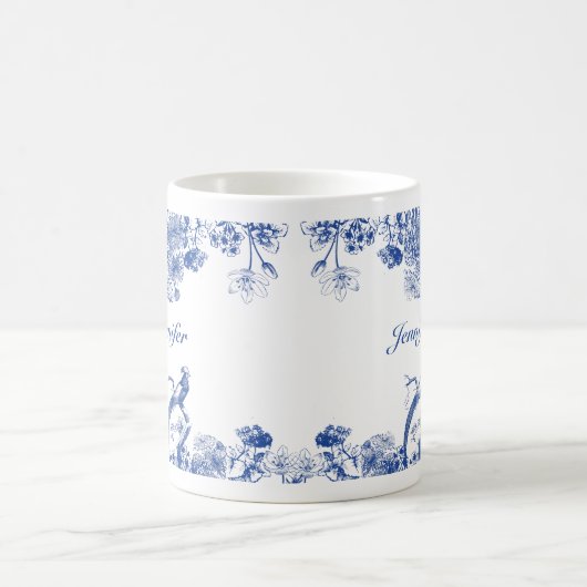 Mug Chine florale bleue et blanche Motif avec oiseaux (Centre)