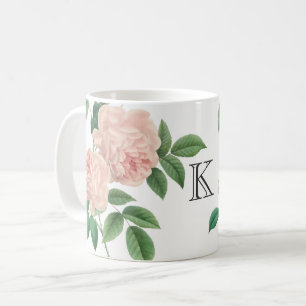 Mug Chine rose vintage Rose Botanique avec Monogramme