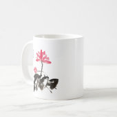 Mug Chinese Hand painted Watercolor Floral Lotus (Devant gauche)