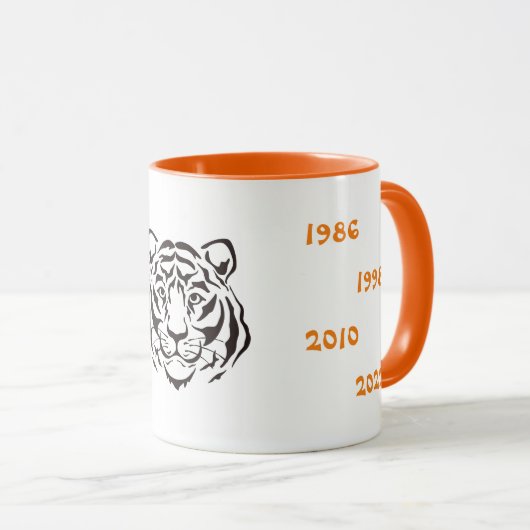 Mug Chinois années Tigre illustration noir blanc (Devant droit)