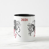 Mug Chinois noir rouge 2026 Année du cheval (Centre)