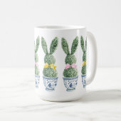 Mug Chinoiserie Bleue et Blanche avec Topiaire de Lapi (Devant droit)