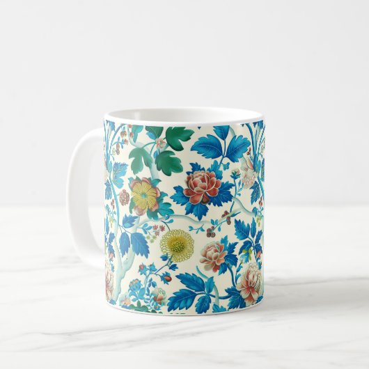 Mug Chinoiserie colorée Modèle Floral traditionnel (Devant gauche)