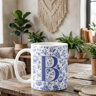 Mug Chinoiserie Élégante Toile de la Mariée avec Initi