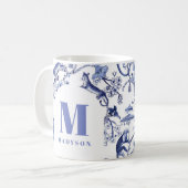 Mug Chinoiserie personnalisée Toile Jungle Bleu Blanc (Devant gauche)