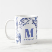 Mug Chinoiserie personnalisée Toile Jungle Bleu Blanc (Gauche)