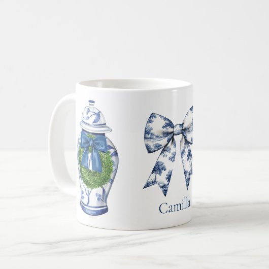 Mug Chinoiserie pot de gingembre de Noël avec bow (Devant gauche)