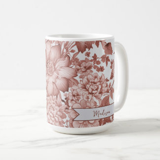 Mug Chinoiserie Vintage rouge Floral Personnalisé