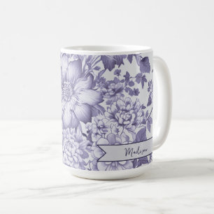 Mug Chinoiserie Vintage violet Floral Personnalisé
