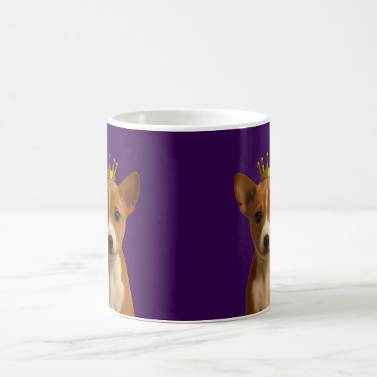 Mug Chiot Basenji en Couronne Or (Centre)