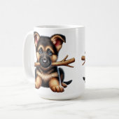 Mug Chiot berger allemand tenant un bâton dans sa bouc (Devant gauche)