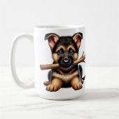Mug Chiot berger allemand tenant un bâton dans sa bouc (Gauche)