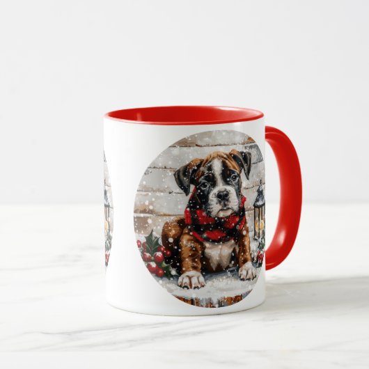 Mug Chiot boîte de Noël (Devant droit)