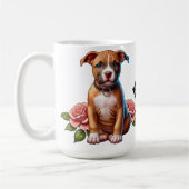 Mug Chiot Brun Mignon avec des Roses (Gauche)