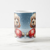 Mug Chiot Cocker Spaniel se reposant sur la neige avec (Centre)