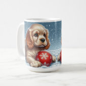 Mug Chiot Cocker Spaniel se reposant sur la neige avec (Devant gauche)