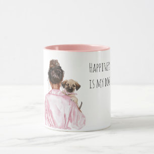 Mug Chiot crème blanche mère chienne noire lady