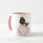 Mug Chiot crème blanche mère chienne noire lady (Devant gauche)