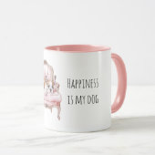 Mug Chiot crème noir dormant doux (Devant droit)