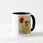 Mug Chiot dans un panier (Devant droit)