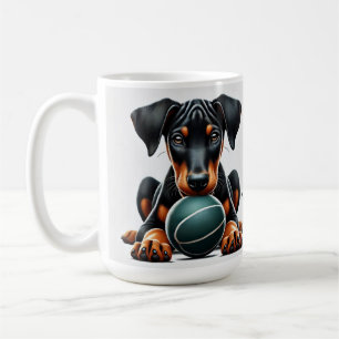 Mug Chiot de Doberman Pinscher tenant une balle