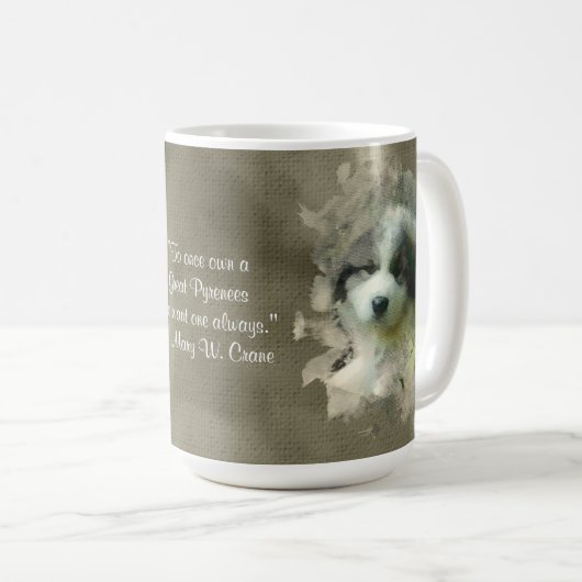 Mug Chiot de Grands Pyrénées d'aquarelle - bonbon (Devant droit)