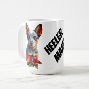 Mug Chiot de Heeler mignon avec Papillon et Fleur