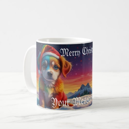Mug Chiot de Noël avec chapeau de Noël (Devant gauche)