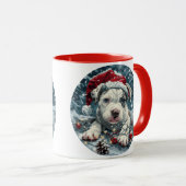 Mug Chiot de Noël Pit Bull Père Noël (Devant droit)