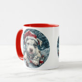 Mug Chiot de Noël Pit Bull Père Noël (Devant gauche)