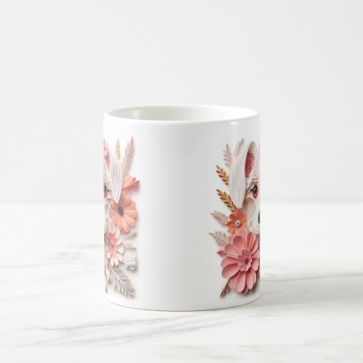 Mug Chiot de poche blanc imprimé 3D (Centre)