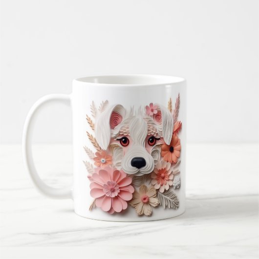 Mug Chiot de poche blanc imprimé 3D (Gauche)