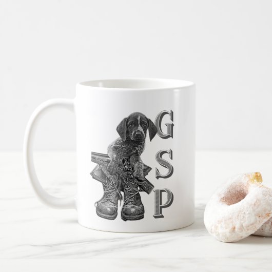 Mug Chiot de poing court allemand Triptych Canvas (Avec donut)
