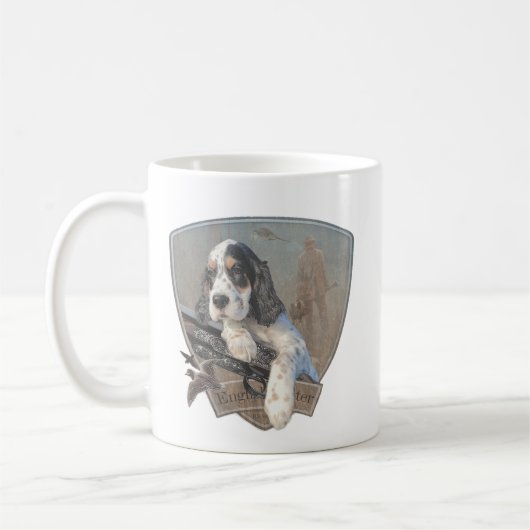 Mug Chiot de Setter anglais avec fusil de chasse class (Gauche)