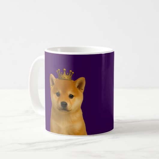 Mug Chiot de Shiba Inu en Couronne Or (Devant gauche)