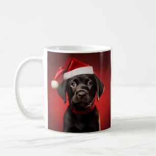 Mug Chiot du Black Lab à Santa Hat