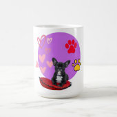 Mug Chiot frienchie adorable avec des coeurs (Centre)